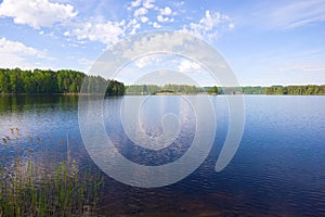 A June morning on the Pappilanlahti lake. Surroundings of Ruokolahti, Finland photo