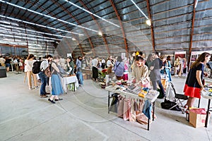Flea market in hangar in Flacon district