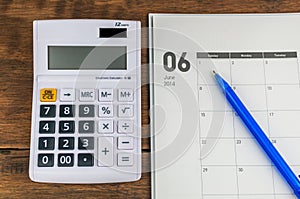 June organizer with calculator