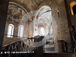 Interior view of St. George`s Basilica at Prague Castle.