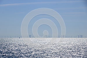 June 2 2022 - Puttgarden, Germany: offshore wind farm in Baltic Sea