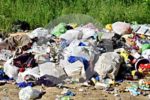 JUNE 19, 2020 Russia, Moscow: People throw away plastic bottles, bags and food waste, leave trash on the street. Concept of