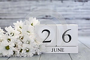 June 26th Calendar Blocks with White Daisies photo