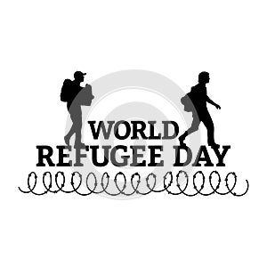 20 June World Refugee Day special vector illustration and black color text effect, painful illustration, sorrow, Pain, Refugee,