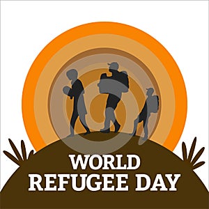 June 20 World Refugee Day vector illustration and black color text effect in a round shape, round shape, painful illustration,