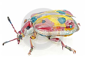 Junebug,  Pastel-colored, in hand-drawn style, watercolor, isolated on white background photo