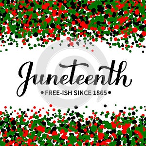 Juneteenth calligraphy hand lettering isolated on white. African American holiday on June 19. Vector template for photo