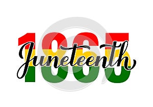 Juneteenth calligraphy lettering. African American holiday Emancipation Day on June 19, 1865. Vector template for