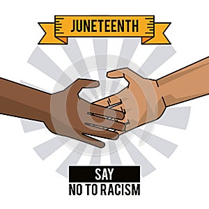 Juneteenth day hands say no to racism photo