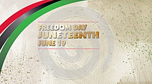 Juneteenth Freedom Day abstract graphic background with Red black and green ribbons