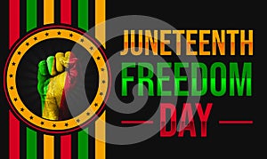 Juneteenth Freedom Day backdrop with colorful typography photo