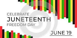 Juneteenth Freedom Day banner. African-American Independence Day, June 19, 1865. Vector illustration of design template