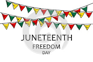 Juneteenth freedom day celebration abstract banner. Flags and text