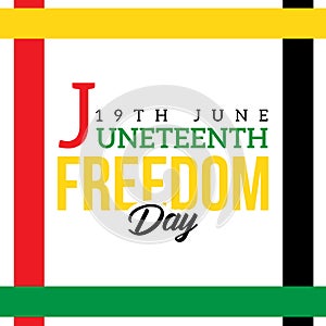 Juneteenth freedom day design , 19th june freedom day lettering over white background