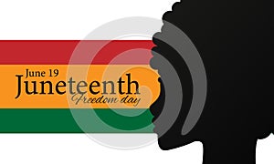 Juneteenth Freedom Day. June 19 African. Black, red and green. Vector