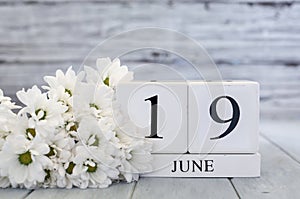 Juneteenth June 19th Calendar Blocks with White Daisies