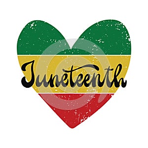 Juneteenth lettering quote with flag
