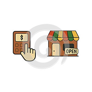 Juneteenth open shop and payment icon vector set