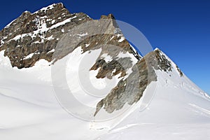 Jungfrau mountain in Switzerland covered with snow