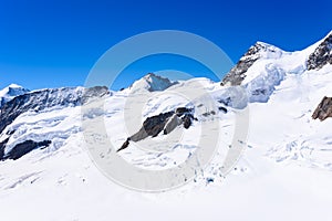 Jungfrau mountain - View of the mountain Jungfrau in the Bernese Alps in Switzerland - travel destination in Europe