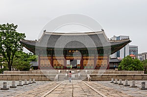 Junghwajeon, main hall of Deoksugung, a palace for Korea`s royal family in Joseon dynasty in Seoul, South Korea