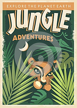 Jungle adventures retro poster design