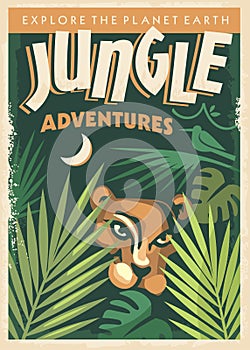 Jungle adventures retro poster design photo