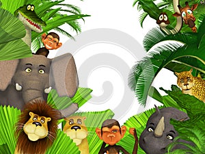 Jungle animals border