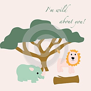 Jungle animals in a cute vector illustration