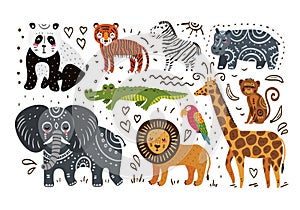 Jungle animals hand draw