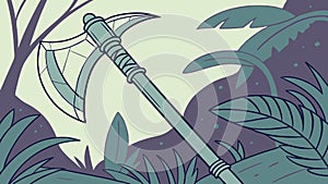 Jungle Axe Vector Art: Wilderness Tool Tropical Forest Theme, vector design Generative AI photo