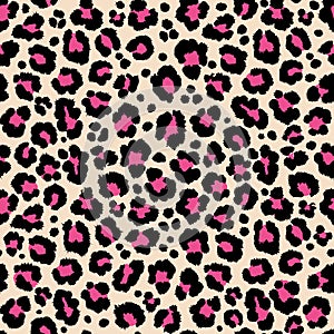 Jungle exotic safari leopard pattern texture repeating seamless pink black print