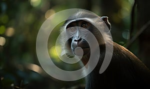 Jungle Explorer Photo of mangabey surrounded by a dense jungle canopy in the heart of the rainforest