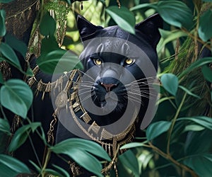 Jungle Foliage with Hidden Jaguar