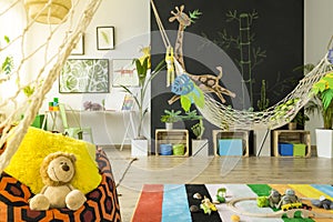 Jungle kids room with hammock