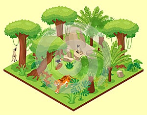 Jungle Landscape Isometric Composition