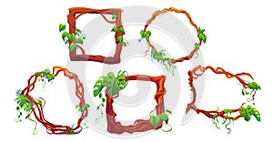 Jungle liana creeping vines formed in frames