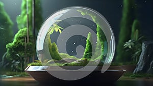 Jungle in miniature under a glass dome