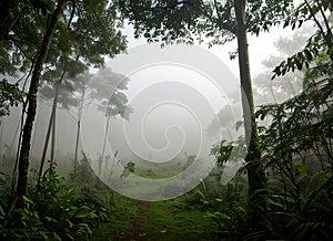 Jungle morning fog