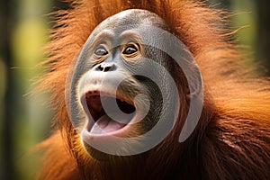 Jungle outcry young orangutan screams passionately in the wild