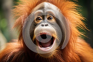 Jungle outcry young orangutan screams passionately in the wild