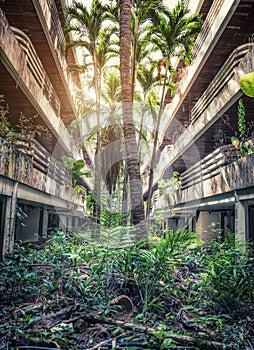 Jungle overgrown buildings