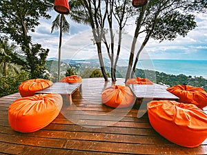 Jungle restaurant view of Koh Samui in Thailand, south east Asia