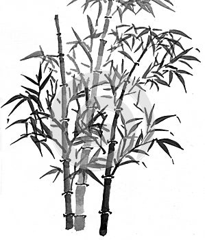 Cold weather three friends sumi-e