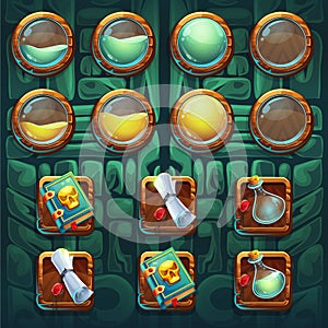 Jungle shamans GUI icons buttons kit