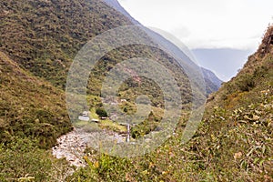 Jungle village view valley camping , Bolivia culture tourist destination.