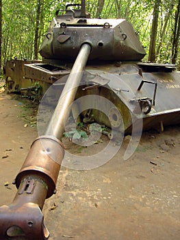 Jungle war destroyed american tank vietnam