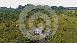 Jungle wetlands wilderness from helicopter