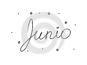 Junio phrase handwritten with a calligraphy brush. June in spanish. Modern brush calligraphy. Isolated word black photo