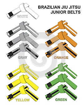 Junior Brazilian Jiu Jitsu Belts Illustration.